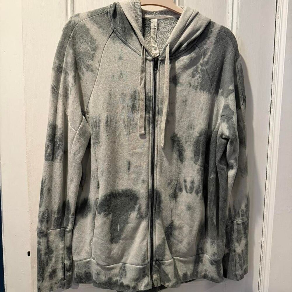Alo Yoga Space Tie-Dye Full Zip Hoodie - Blue/Grey - Size Medium